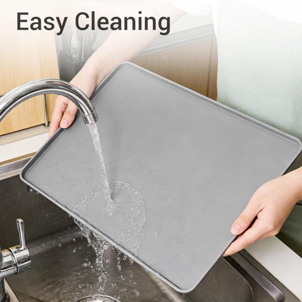 Raised Edges Coffee Bar Mat Light Gray Non-Slip Bar Mat Silicone Coffee Mat Under Espresso Machine