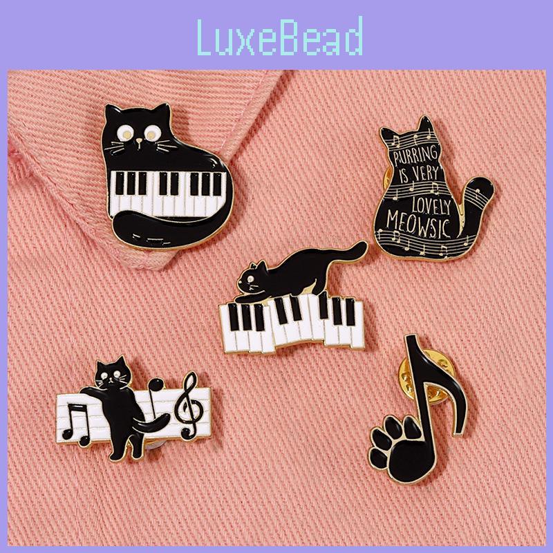 Adorable Cat Shaped Brooch Displaying Creative Cartoon Piano Notes With Unique Charm