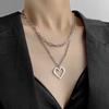 [S] Mosaic Heart Chain Fashion Necklace_Ih