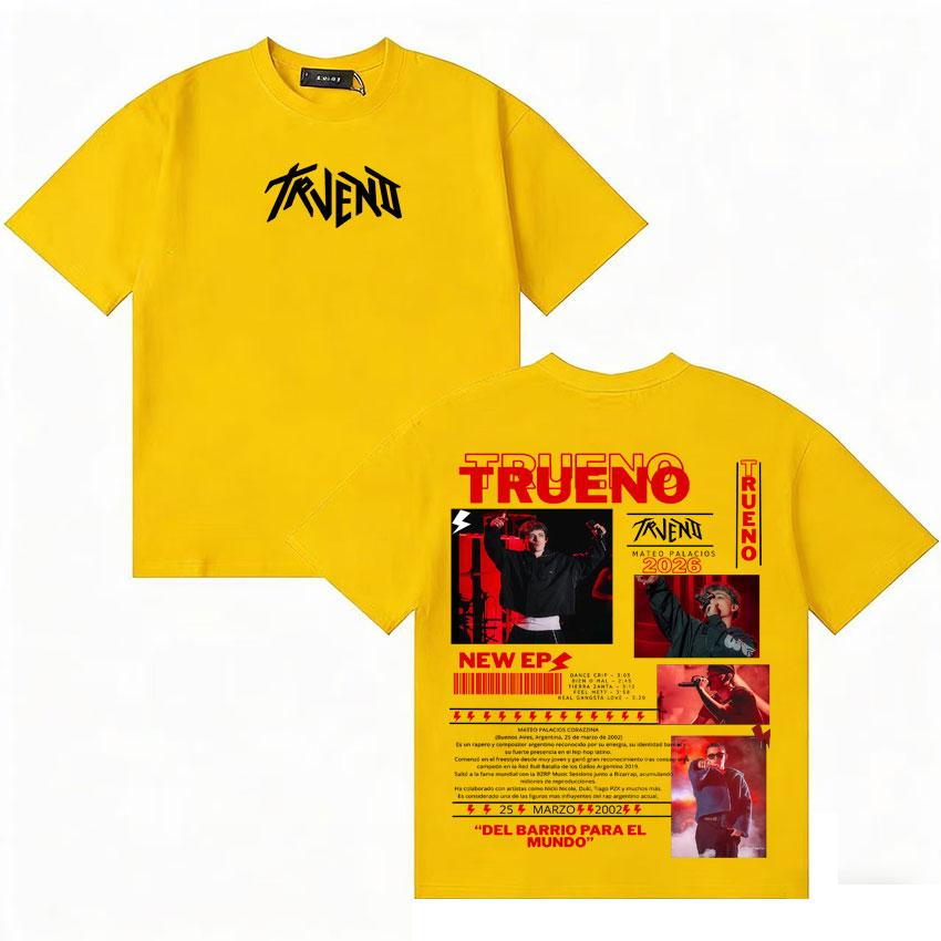 Футболка с графикой рэпера Trueno 2026 Tour Унисекс Женская одежда Хип-хоп Футболка с коротким рукавом Хлопок Оверсайз Футболки Стритвир