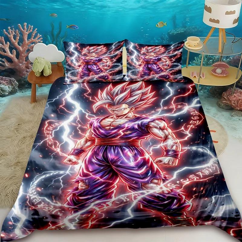 2/3pcs Dragon Ball Duvet Cover Goku Anime Cartoon Bedding Set Comforter Cover with 2 Pillowcase Bedroom Home Decor Gifts