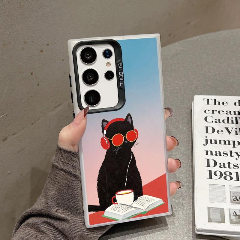 Черный чехол Cat для iPhone 16 Samsung A55 A35 A34 S24 FE Xiaomi Redmi Note 13 Pro 14C Huawei Honor 200 противоударный бампер для телефона с защитой от царапин