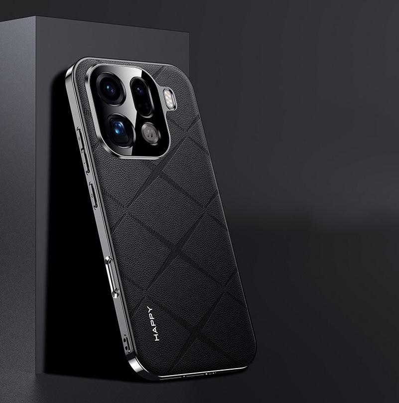 Plain Leather + Camera Lens Protection Case For OPPO Find X9 Pro Find X9 X8 Pro X7 Slim Good Texture Cover