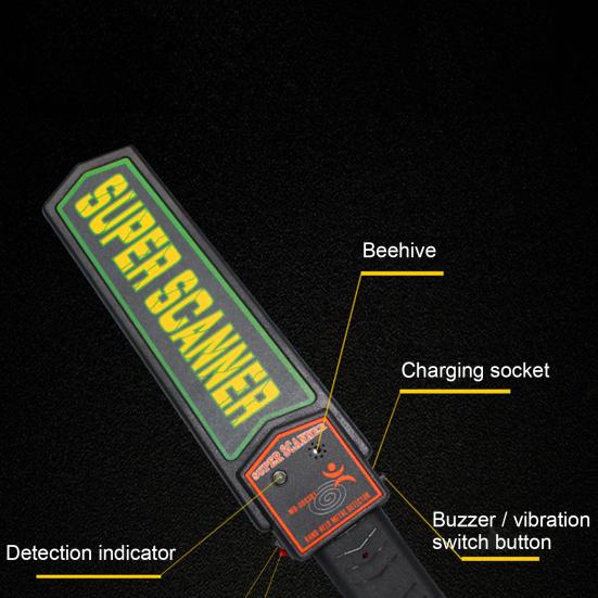 Handheld Precision Metal Detector Sound Vibration Alerts Body Security Scanner