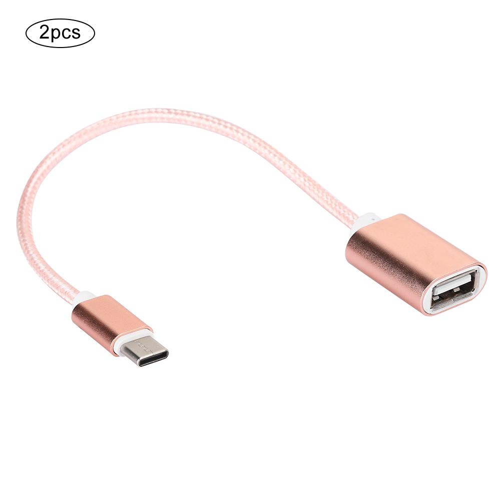2 шт. Патч-корд Type-C USB-бокс USB-флеш-накопитель Картридер Кабель-адаптер для передачи OTG розовый