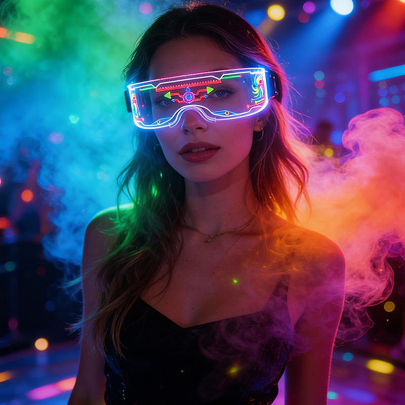 Крутые Неоновые LED Светящиеся Очки Футуристические Мигающие Светящиеся Очки, Светящиеся Реквизиты для Вечеринки Бара для Дня Рождения Ночных Мероприятий