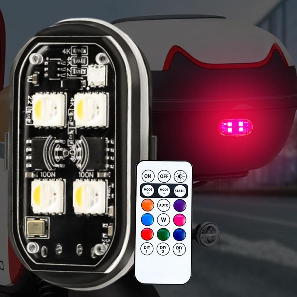 Flashing LED Lights 6 Pieces Cordless Drone Lamp Remote Control 8-Color Anti Collision LED For Dirtbike Trailer Stroller