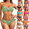 Women's Floral Printed Separate Two Piece Swimsuit With Bra Pads No Steel Bra Sexy Bikini