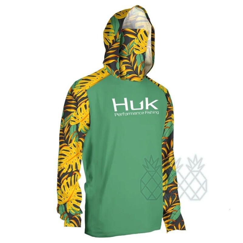 HUK Mens Quick Dry Fishing Hoodie With Face Cover UPF Lightweight Wear