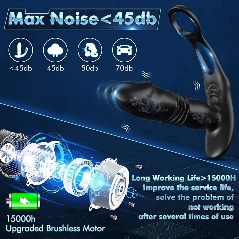 Male Sex Toys Prostate Massager 4 In 1 Vibrating Cock Ring Penis Ring with Remote Control 7 Patterns G Spot Vibrator Adult Sex Toys for Couples