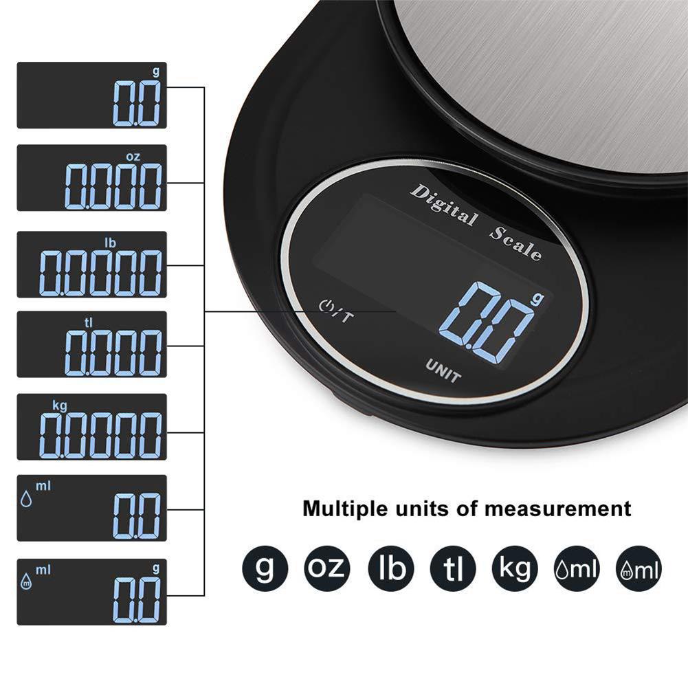 Digital Kitchen Scale Stainless Steel Electric Kitchen Food Scale High-precision Baking Scale LCD Backlight Display