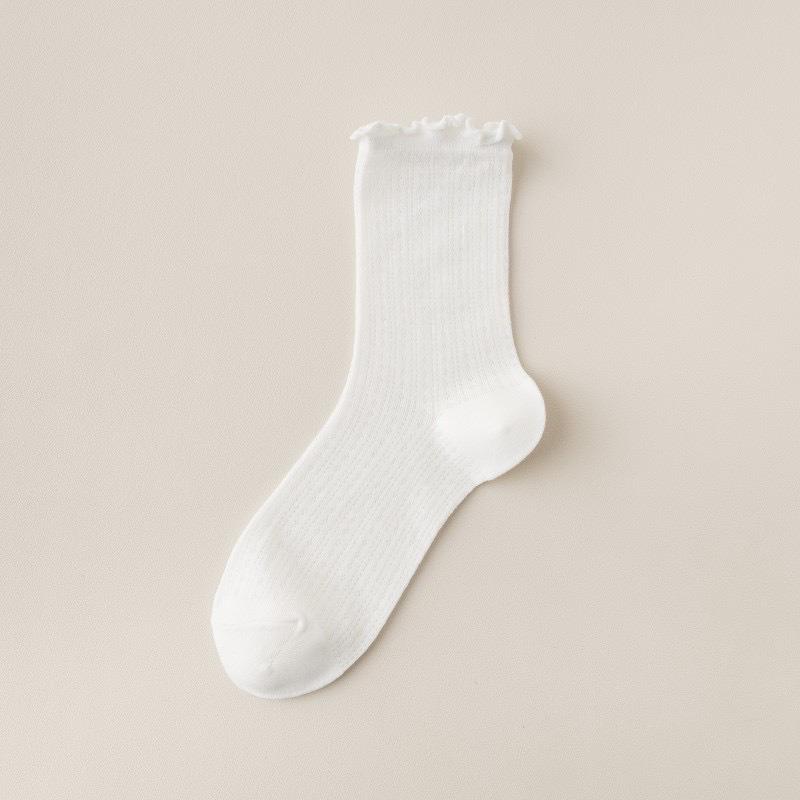 Летние носки для женщин с краями из черного гриба, тонкая сетка, свободные, послеродовые носки с махрой для девушек, хлопковые дышащие носки до середины икры