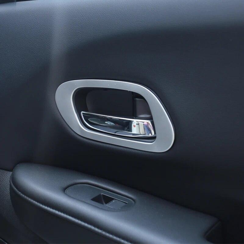 Cubierta de manija de puerta interior de coche, pegatina decorativa de ABS plateado para Honda HRV HR-V Vezel 2014 2015 2016 2017, accesorios