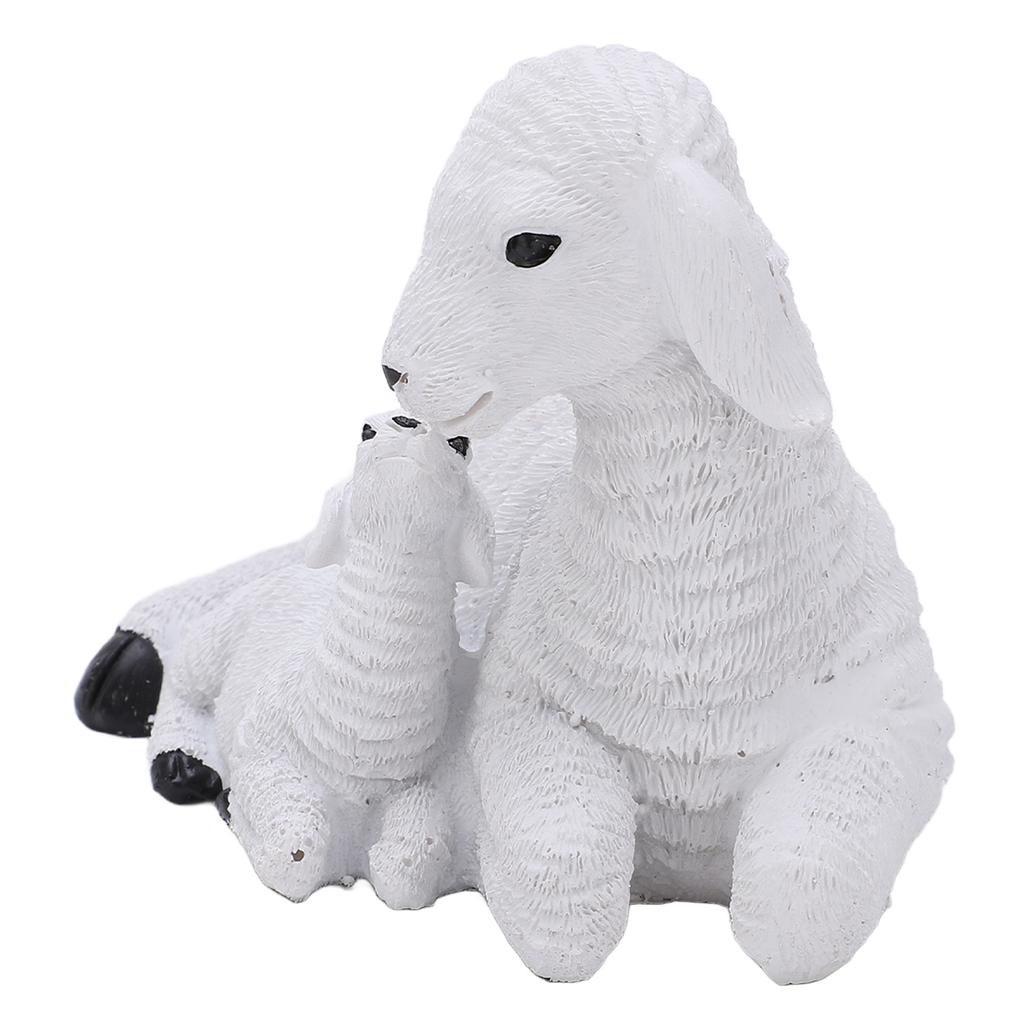 Sheep Figurines Rustic Style Distressed Look Resin Material Decorative White Lamb Ornament for Farm