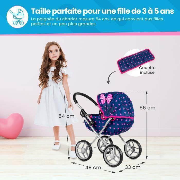 Poussette landau pour poupée pliable, capote, roues en mousse, châssis léger Kinderplay (KP0260T)