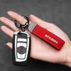 Deluxe Leather Keychain with Car Badge Keychain Pendant for Mitsubishi Lancer ASX Outlander Pajero Evolution Car Accessories