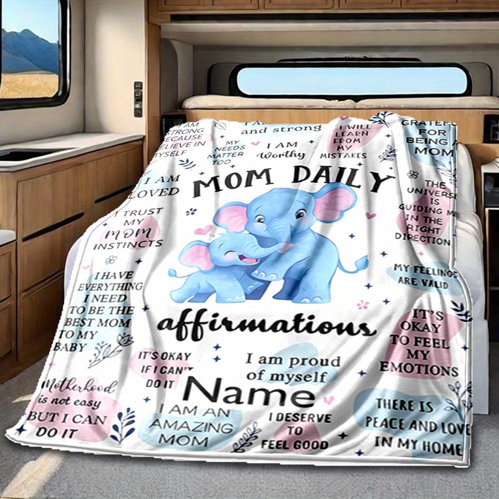 Elephant Family Affirmations Blanket Personalized Name Soft Comfortable Stylish Blanket Car Blanket Perfect For Travel Camping Outdoor Home Suitable
