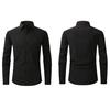 Men Spring Fall Dress Shirt Turn-down Collar Slim Fit Stretchy Single-breasted Long Sleeves Pure Color Mid Length Formal Business Event Office Top