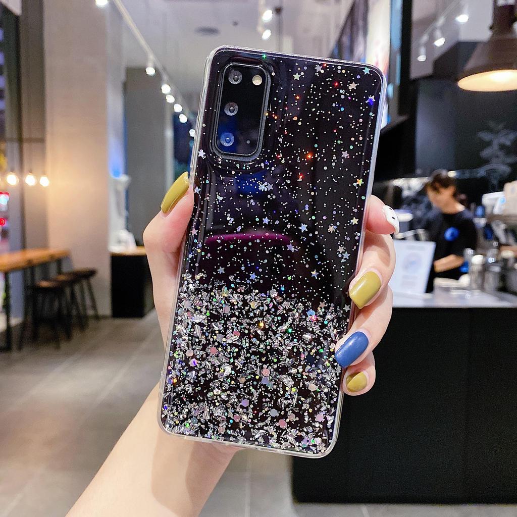 Защитный чехол с серебряной фольгой и блестками для Samsung A23, A03, Note20 и S22 Ultra