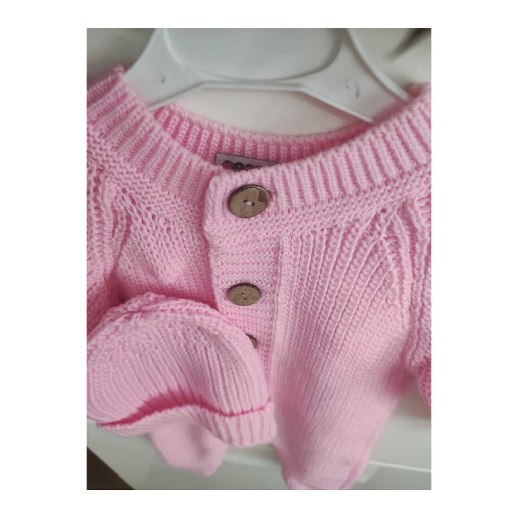 Buttoned Beige Thessaloniki Knitted Knitted Baby Jumpsuit With Hat