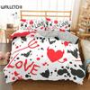 Love Heart Duvet Cover Set King Size Black Red Heart Spot Twin Quilt Cover Arrow of Love Polyester Bedding Set for Teens Couples