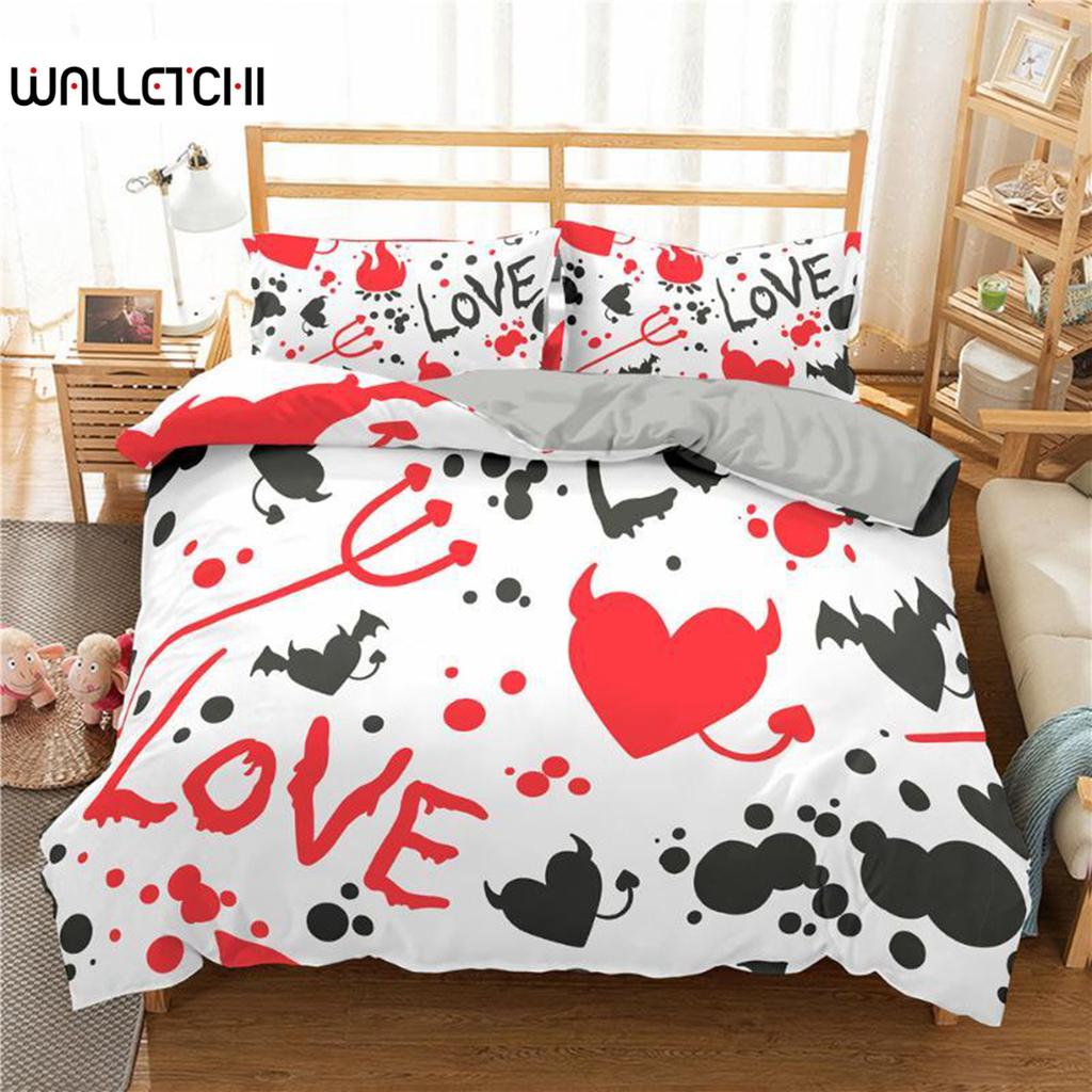 Комплект постельного белья Love Heart King Size, черный, красный, с сердечками, в горошек, для двоих, комплект постельного белья из полиэстера Arrow of Love для подростков и пар