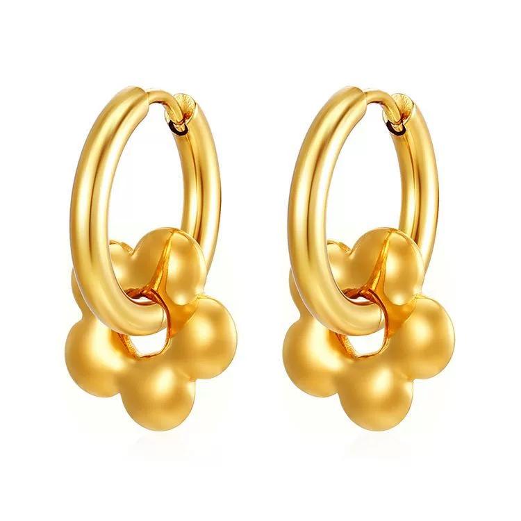 LT-MS-566 Fashion Trend Pendant Earrings for Women Trendy Electroplated 18K Gold Stainless Steel Hoop Earrings