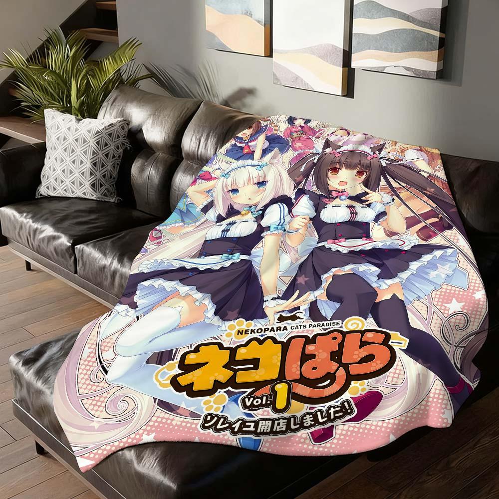 Аниме милый плед Nekopara для дивана, офиса, кровати, самолета, путешествий, сна, чтения, отдыха, кемпинга, мягкий и теплый
