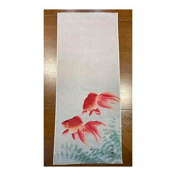 Ukiyo-e Tenugui Towel by Ohara Koson - Goldfish, Tokka Cotton 100%, Japan
