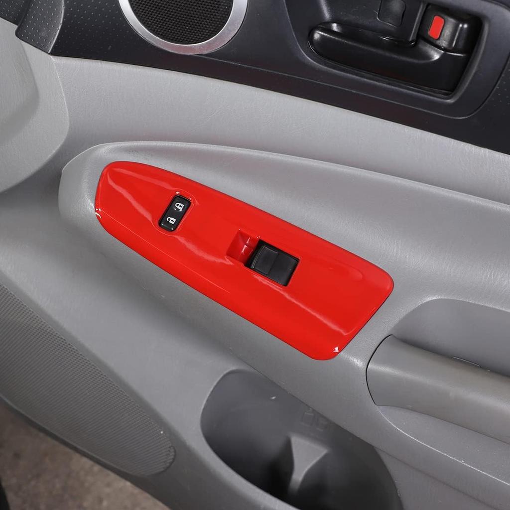 ABS Car Look Interior Door armrest Window Switch Panel Cover Trim for Toyota Tacoma 2011 2012 2013 2014 2015 (red)