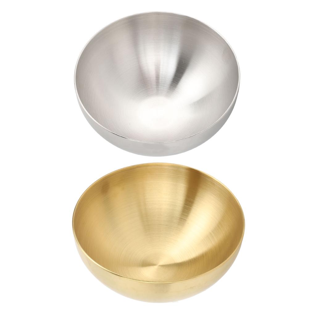 2pcs Stainless Steel Salad Bowl Double Walled Insulation Mixing Bowls Portable Round Bowl for Pasta