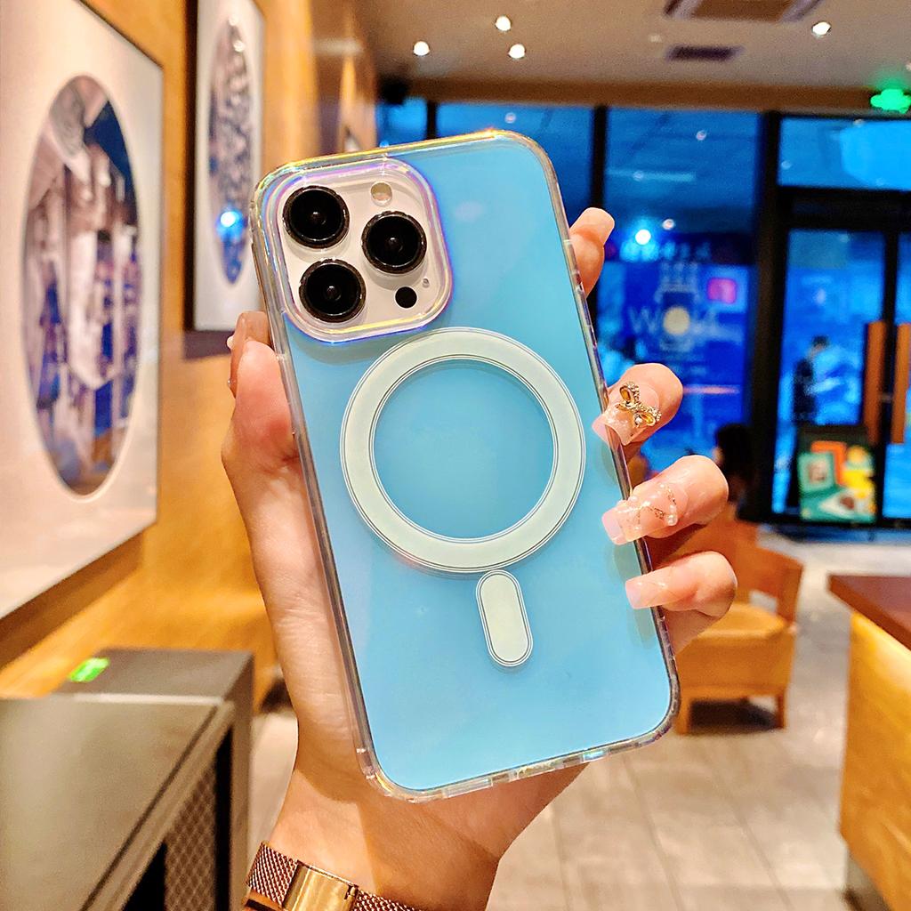 Чехол с беспроводной зарядкой для iPhone 15, 14, 13, 12, 11 Pro Max Plus, магнитный чехол для Magsafe, прозрачный мягкий чехол с градиентом цвета