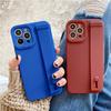 Fashion Wine Red Rubber Wrist Strap Bracket Phone Case For Iphone 13 Pro Max 11 12 Xs X Xr 7 8 Plus Cover Hand Band Soft Bumper
