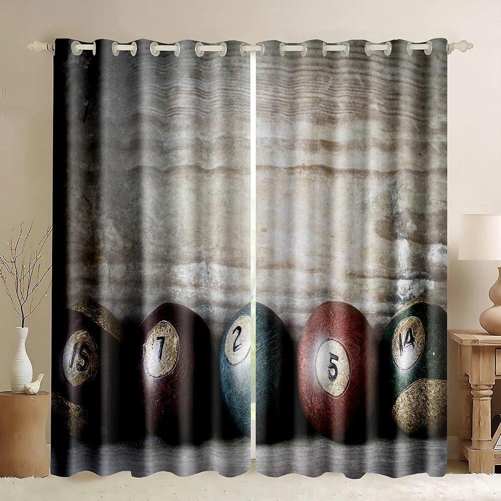 Billiard Pool Balls Arrangement Snooker Contest Beginning Entertainment Game Print Blackout Curtains