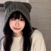 Cute Bear Ear Wool Hat Winter Beanies Warm Lace-up Ear Protection Knitted Bomber Cap Bonnets Knitting Korea Women Warm