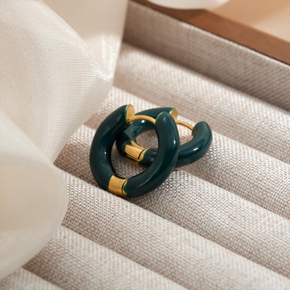 Французский новый цвет капельный отпуск круг серьги уха пряжка мода сладкий темперамент серьги женщины