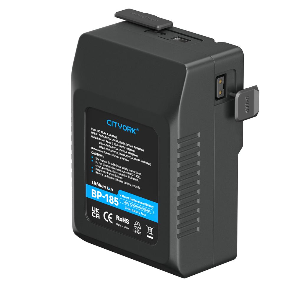 Аккумулятор с V-образным креплением BP-185 USB для Sony HDCAM, XDCAM, цифровых кинокамер, светодиодной подсветки, DSLR BMPCC 4K, мониторов и других видеокамер
