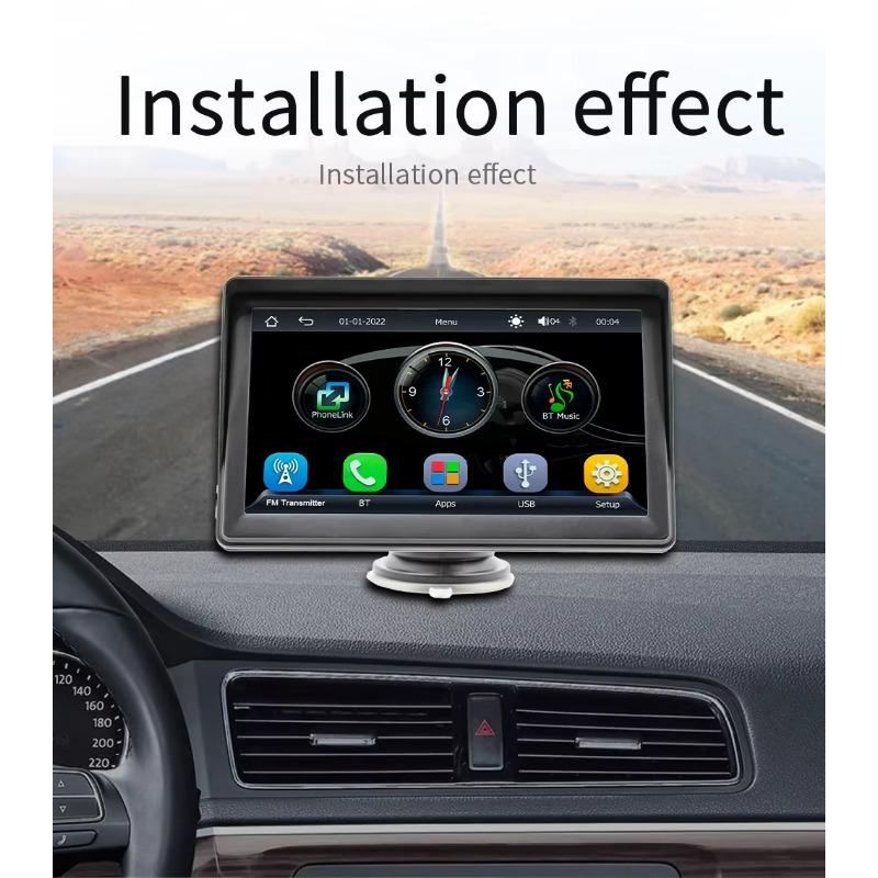 7'' Universal Car Radio Wireless Carplay Android Auto Mirrorlink Portable BT/USB/AUX with Sun Visor Multimedia Car Player