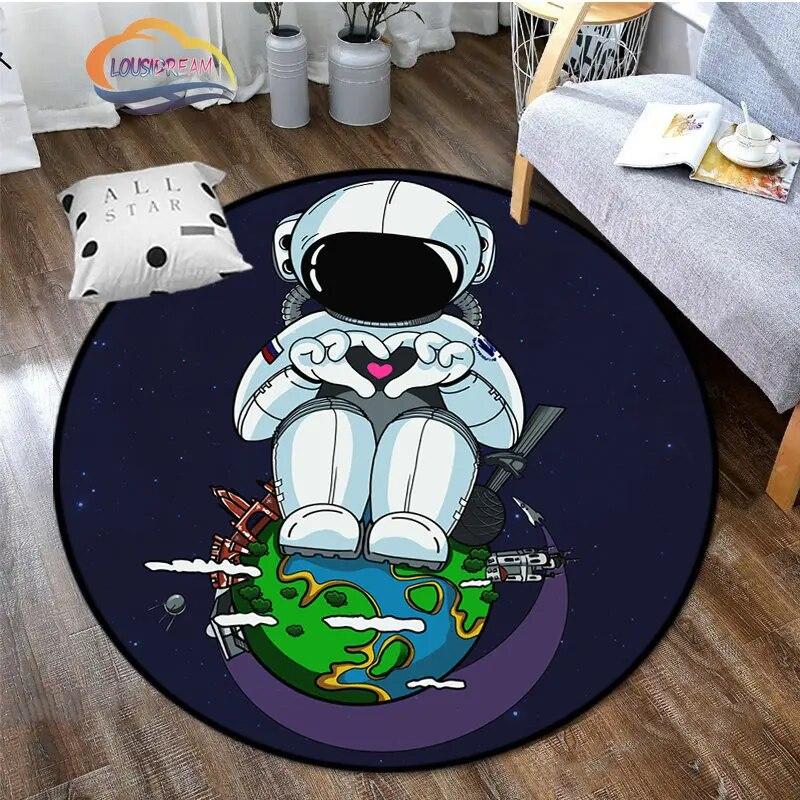 Космическая Вселенная вектор НЛО и множество планет в галактике круглые ковры для спальни Солнечная система детский ковер украшение гостиной