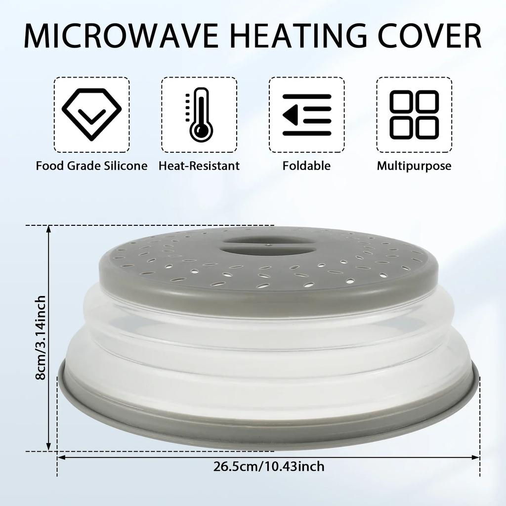 Microwave Splatter Cover Collapsible Food Plate Cover Drainer Basket Microwave Heating Splash-proof Cover Kitchen Cooking Lid
