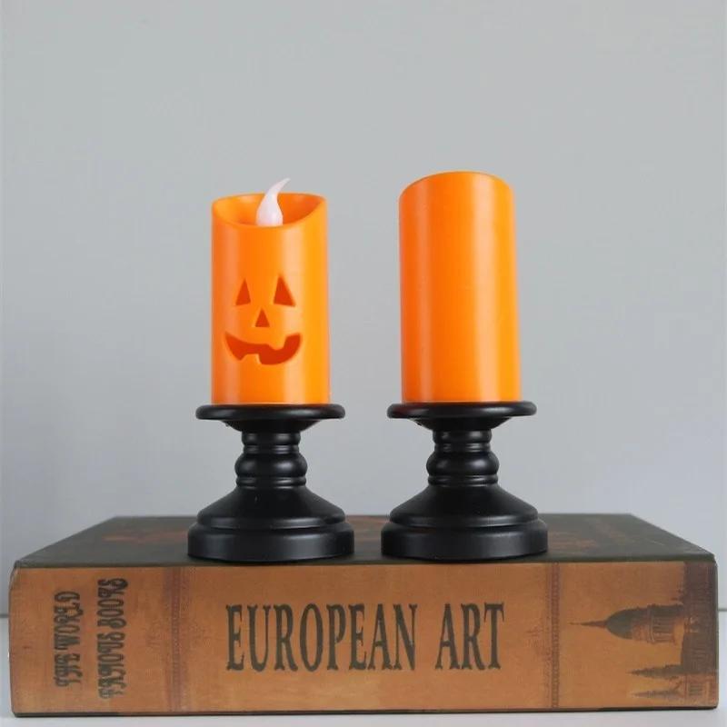 1PC Halloween Lights LED Candle Pumpkin Candlestick Lamp Desktop Ornaments Halloween Party Decoration Horror Props