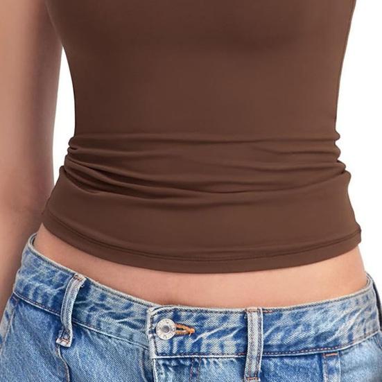 Женский сексуальный жилет без рукавов с квадратным вырезом, однотонные облегающие базовые топы для тренировок с широкими бретелями