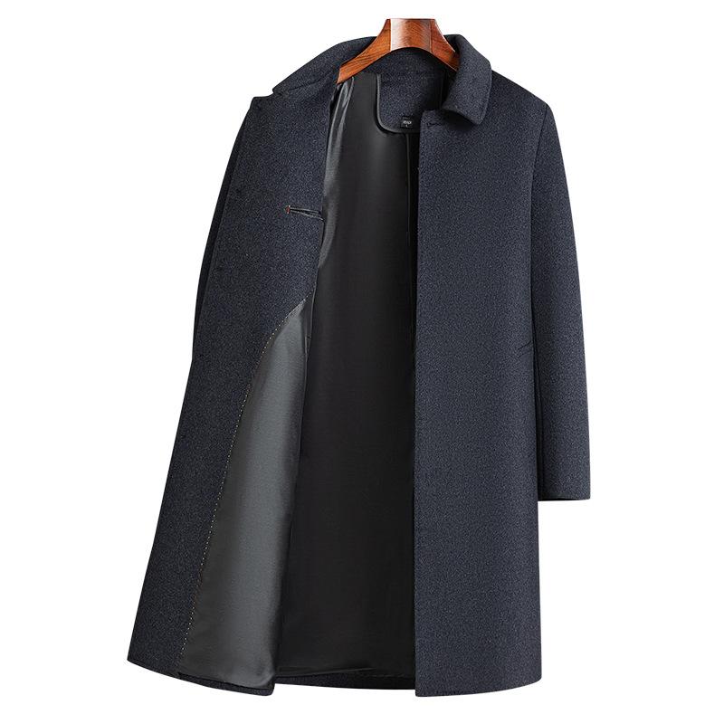 Business Casual Long Lapel Woolen Coat Men's Trench Coat Autumn and Winter New Woolen Coat Coat
