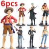 6 шт. Аниме Фигурки One Piece Луффи Эйс Зоро Нами Санджи Модель Действия ПВХ Настольная Статуэтка Украшение Коллекция Настольные Игрушки Подарки