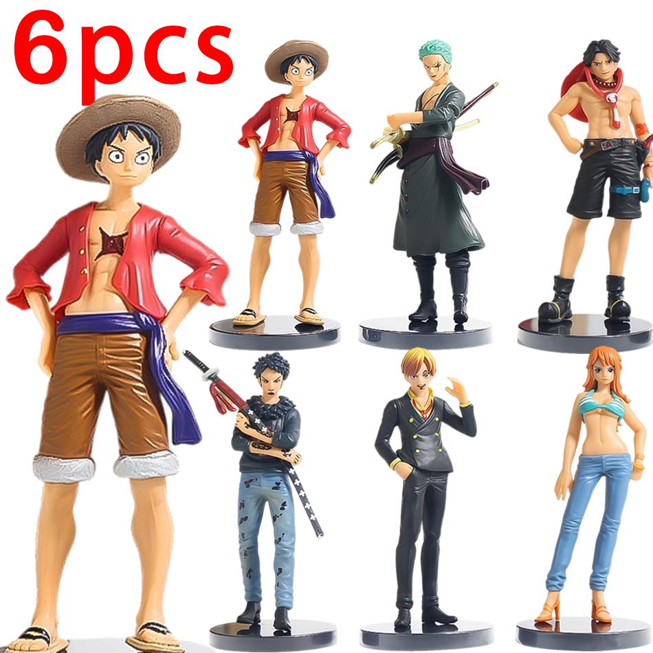 6 шт. Аниме Фигурки One Piece Луффи Эйс Зоро Нами Санджи Модель Действия ПВХ Настольная Статуэтка Украшение Коллекция Настольные Игрушки Подарки