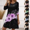 Women's Fashion Dress Summer Beach Floral Print Round Neck Long Sleeve Dress Casual Daily Holiday Loose Plus Size Dress