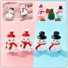 50pcs Mini Snowman Figurines Decoration,Christmas Tiny Resin Snowman Ornament with Hat for Christmas Micro Landscape Ornament