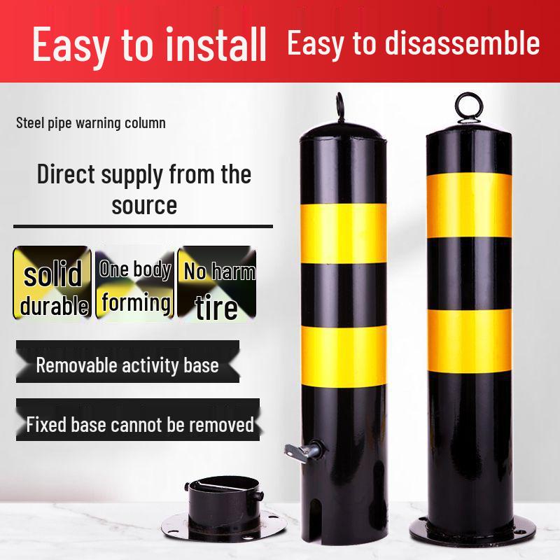Reflective Steel Anti-Collision Post: Removable Ground Pile for Road Block Isolation and Parking Safety