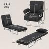 Single Sofa Bed, 3-in-1 Convertible Folding Chair Bed with Adjustable Backrest, Removable Armrests, Black