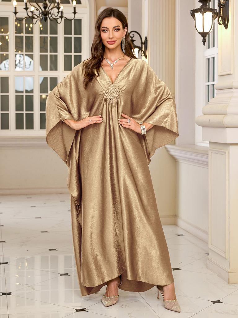 Luxuary Beach Cover Ups Golden Kaftans for Women Bust Hand Woven Maxi Dresses Summer Holiday Bathing Suits